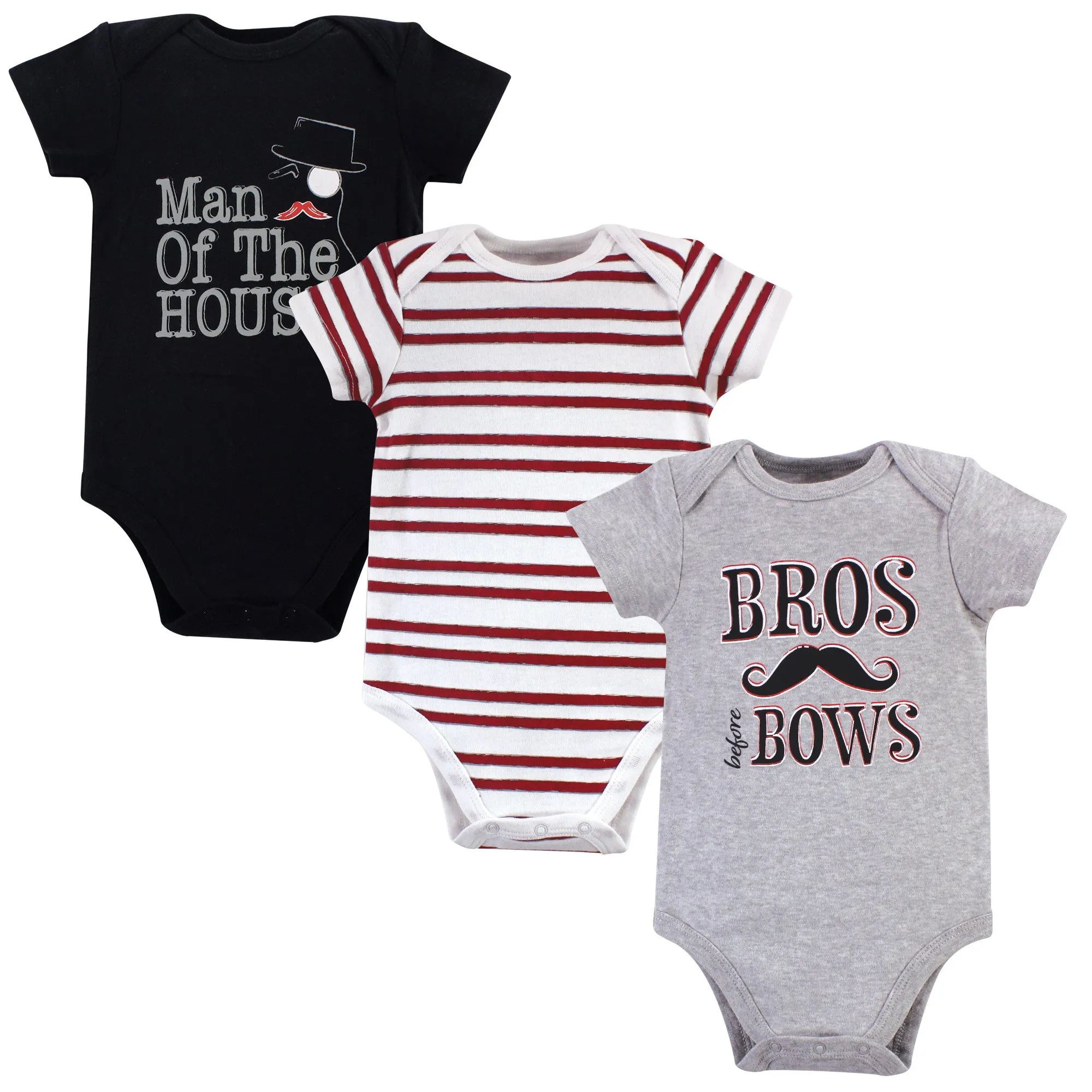 Hudson Baby Cotton Bodysuits, Bros Before Bows