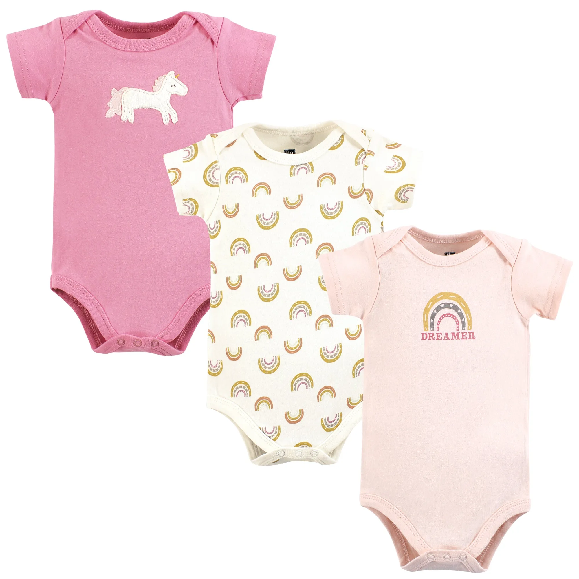 Hudson Baby Cotton Bodysuits, Dreamer Rainbow