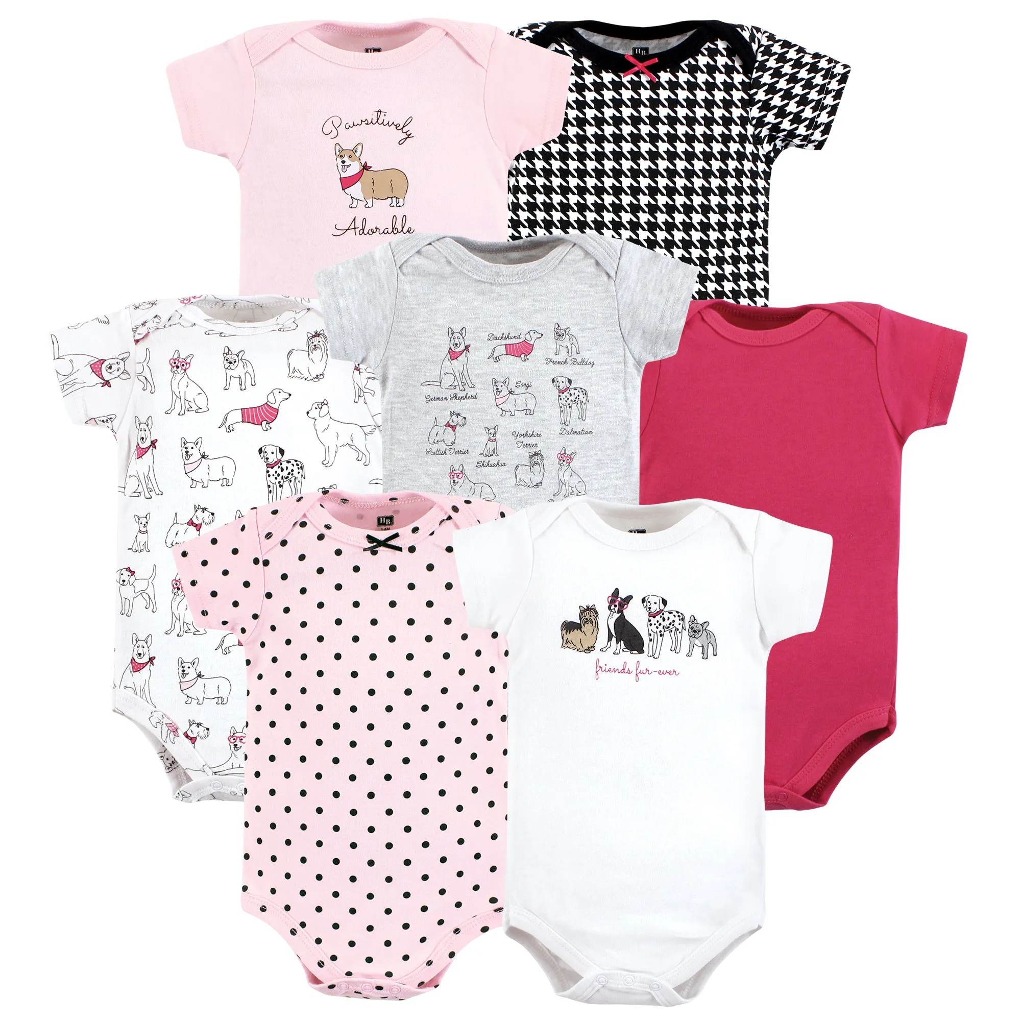 Hudson Baby Cotton Bodysuits, Girl Dogs