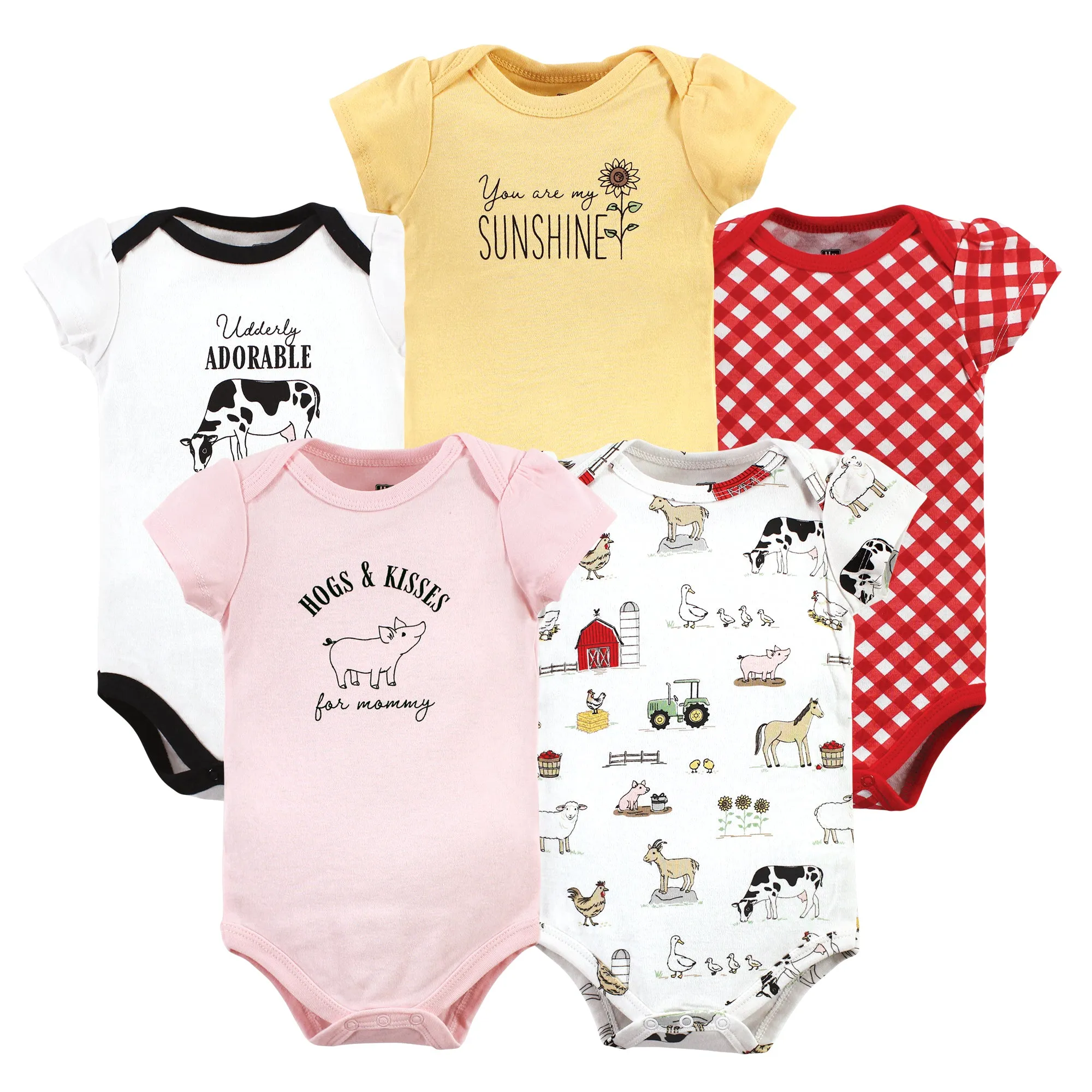 Hudson Baby Cotton Bodysuits, Girl Farm