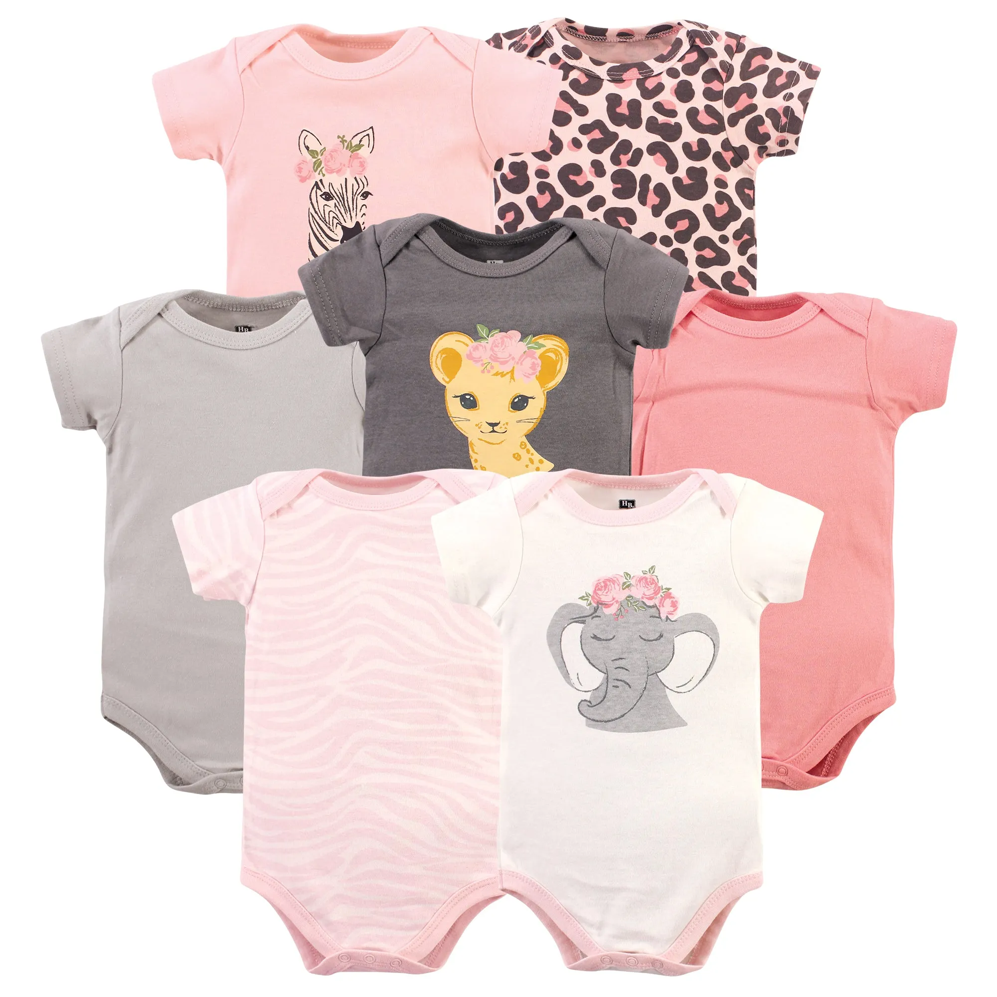 Hudson Baby Cotton Bodysuits, Girl Safari