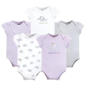 Hudson Baby Cotton Bodysuits, Lilac Elephant