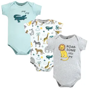 Hudson Baby Cotton Bodysuits, Safari Animals