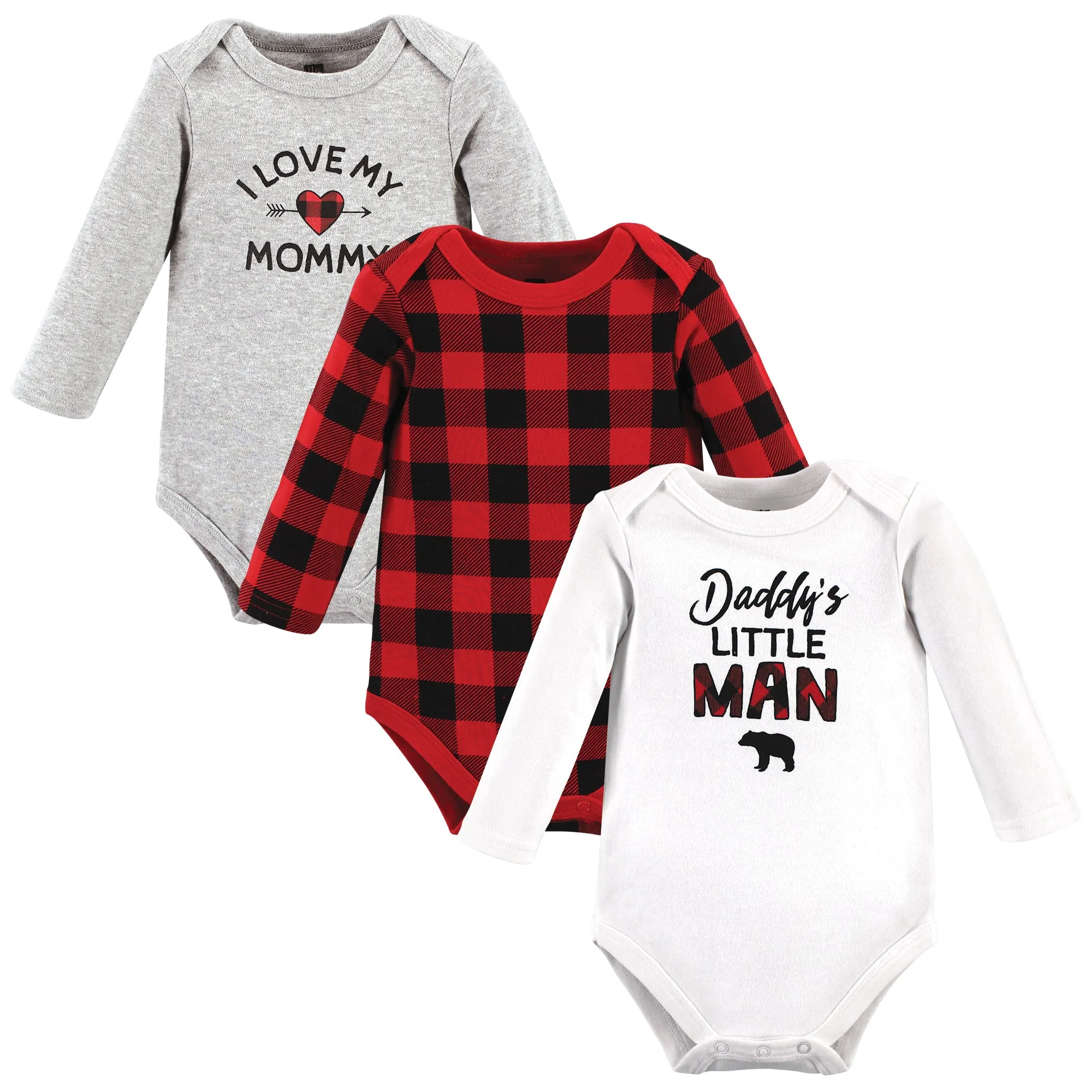 Hudson Baby Cotton Long-Sleeve Bodysuits, Buffalo Plaid Family