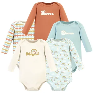 Hudson Baby Cotton Long-Sleeve Bodysuits, Magical Rainbow 5-Pack