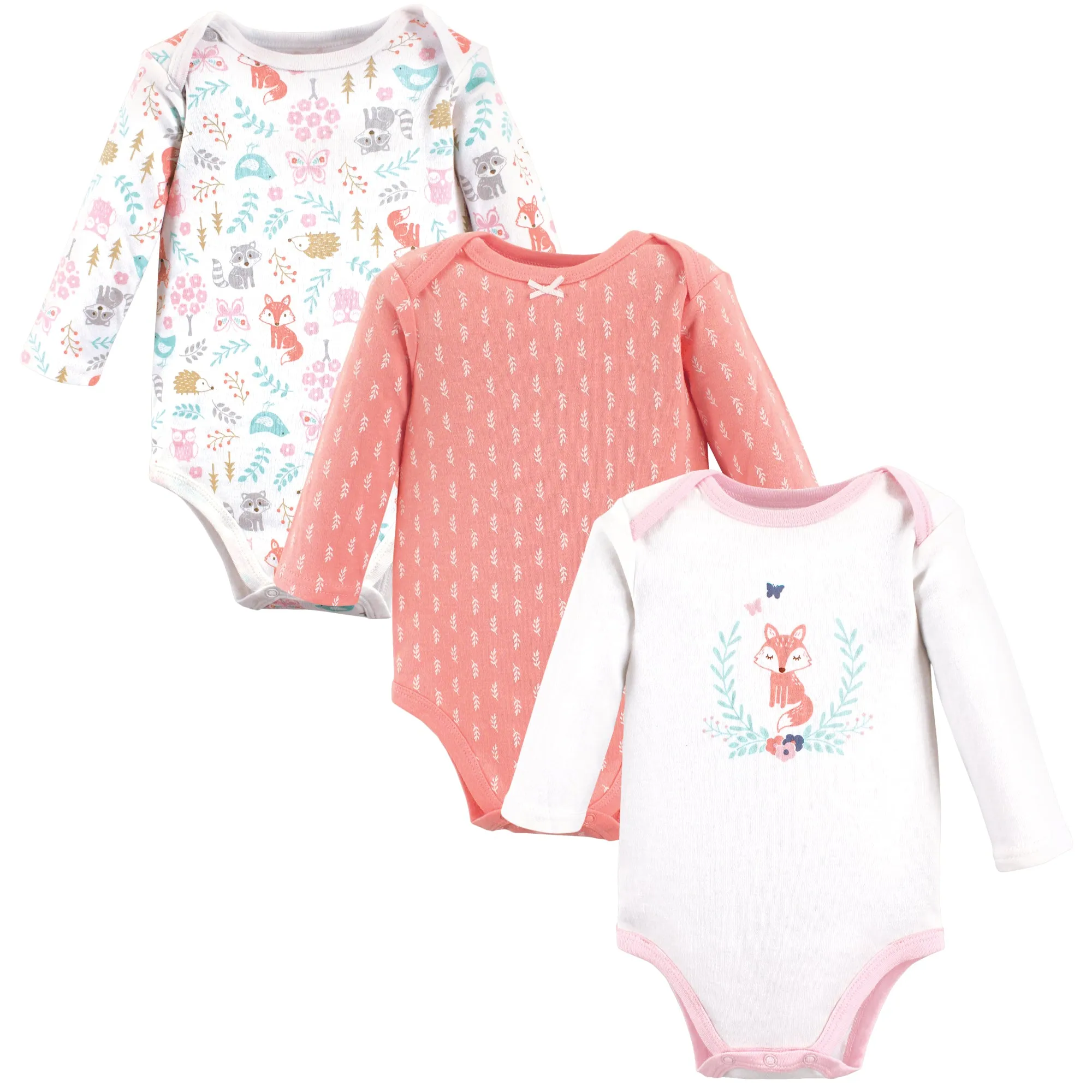 Hudson Baby Cotton Long-Sleeve Bodysuits, Woodland Fox 3-Pack