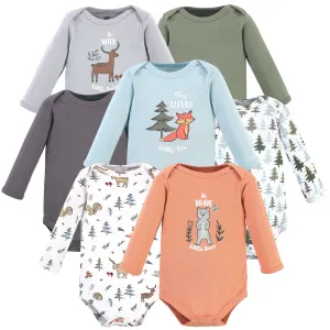 Hudson Baby Cotton Long-Sleeve Bodysuits, Woodland Friends