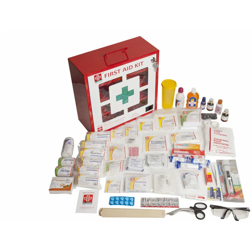 Industrial First Aid Kit Large - Metal Box Wall Counted With Acrylic Door  - 173 Components - SJF M2 - St Johns First Aid Kit