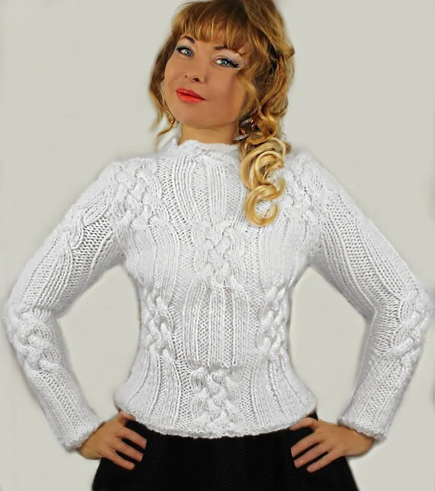 Ivory Wool Cable knit Sweater