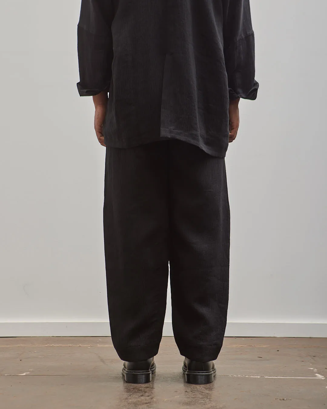 Jan-Jan Van Essche Pleated Trousers #68, Black Linen