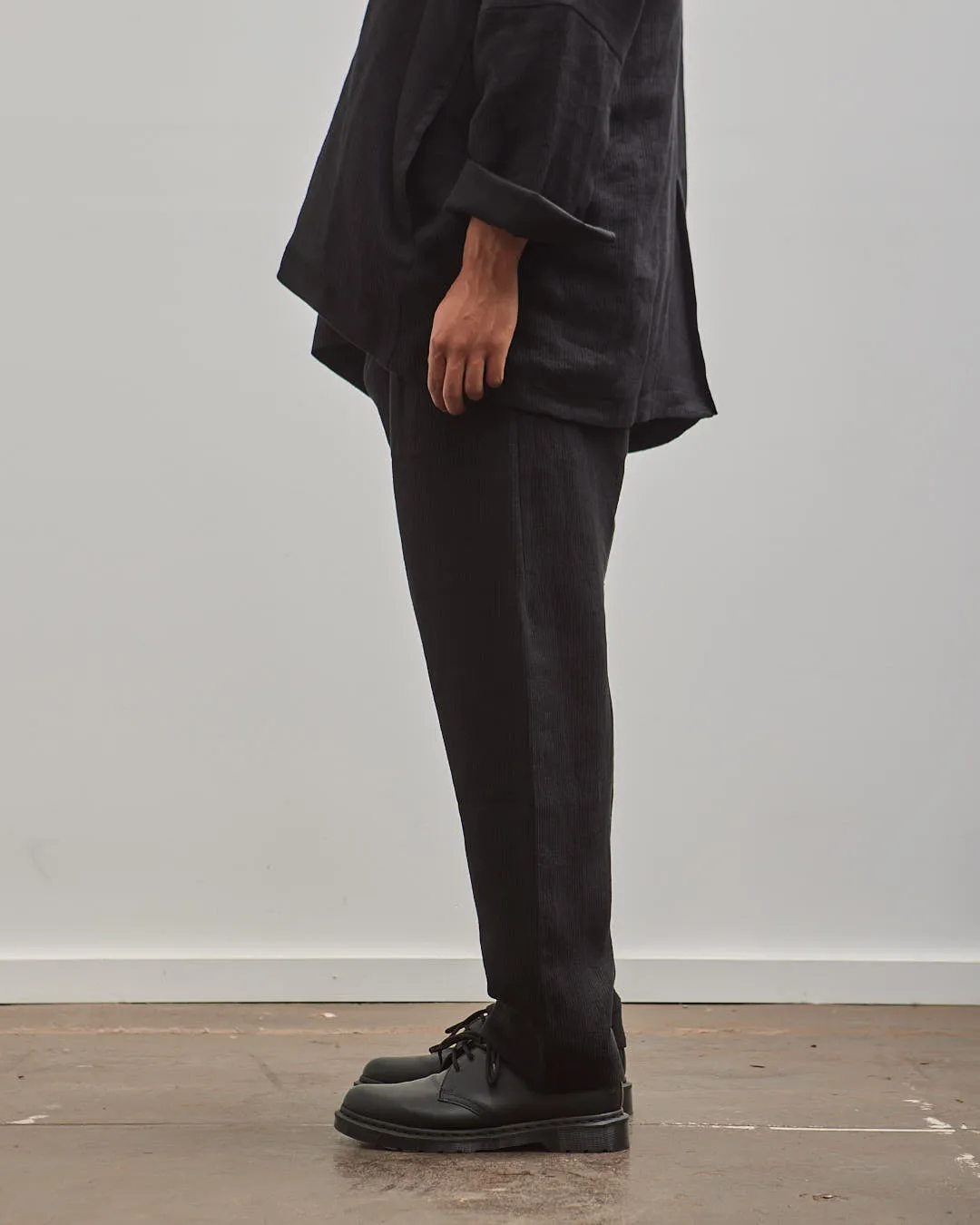 Jan-Jan Van Essche Pleated Trousers #68, Black Linen