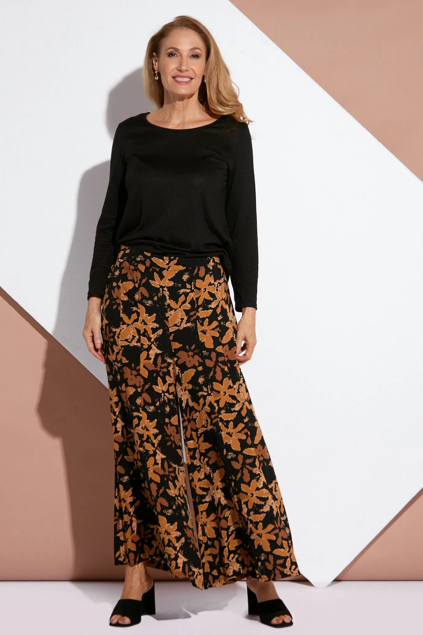 Jarah Wide Leg Pants - Floral Toffee