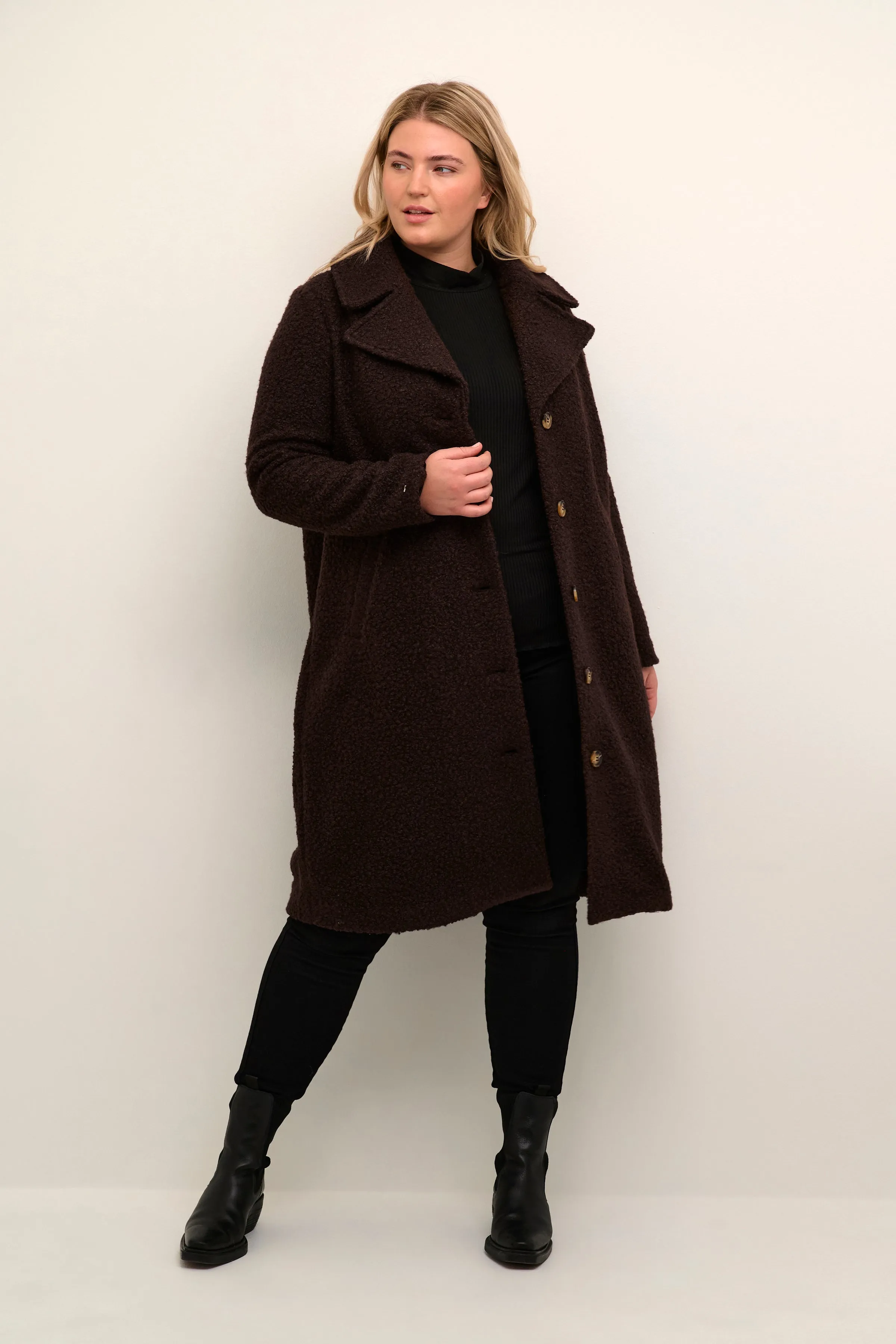 Kaffe Curve Anni Coat in Brown