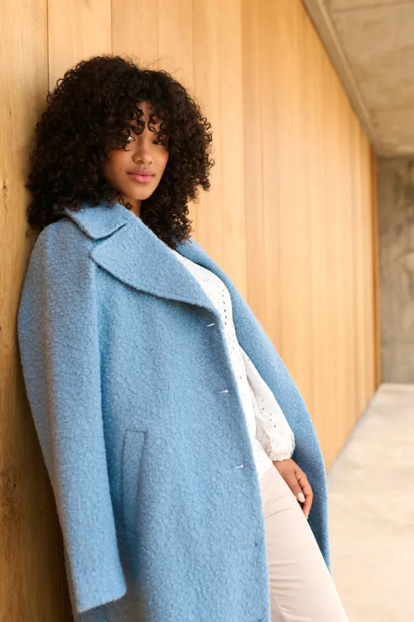 Kaffe Curve Anni Coat in Light Blue