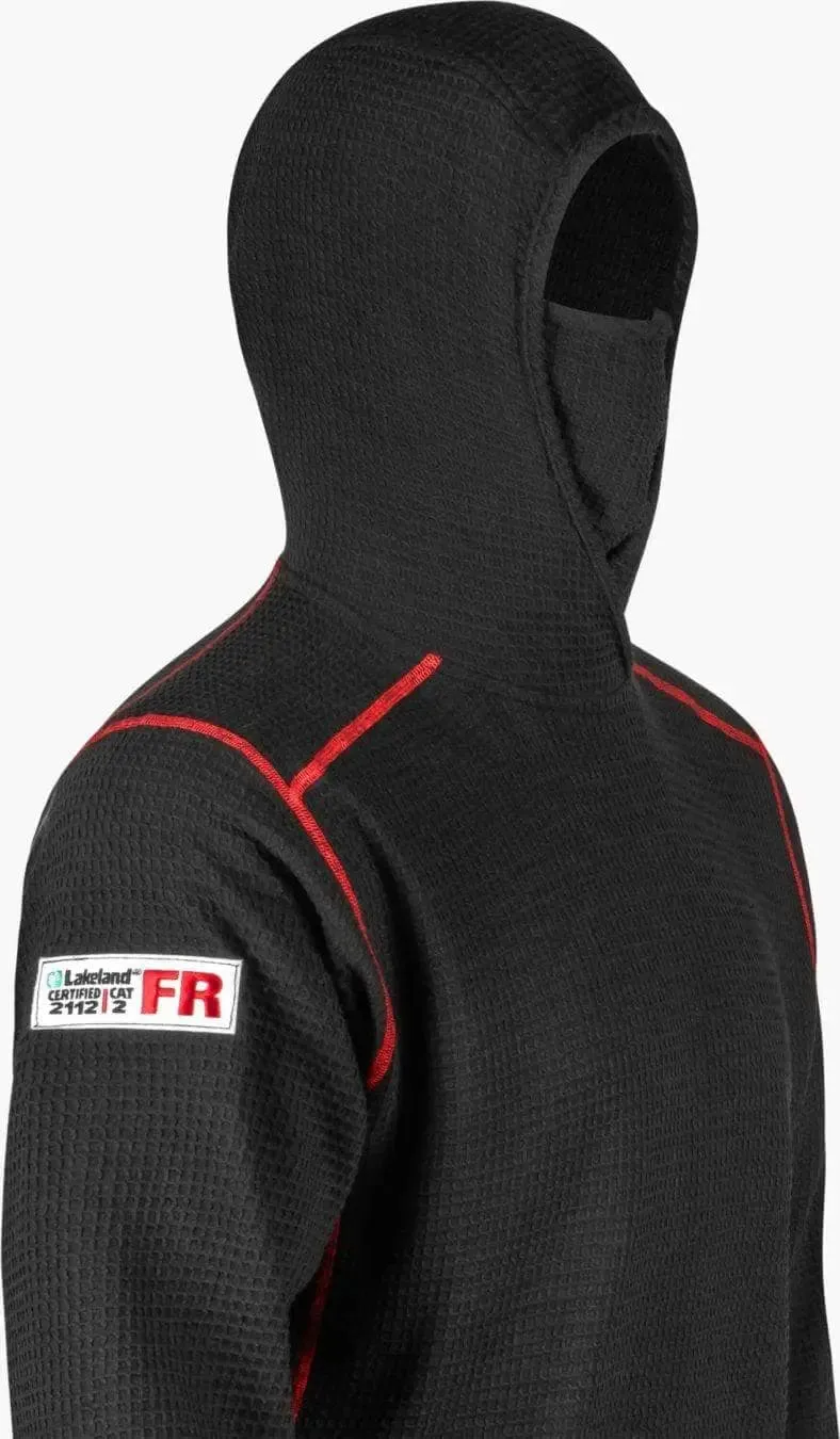 LAKELAND FR - Men's High Performance FR Waffle Hoodie w/ Neck Gaiter, Black