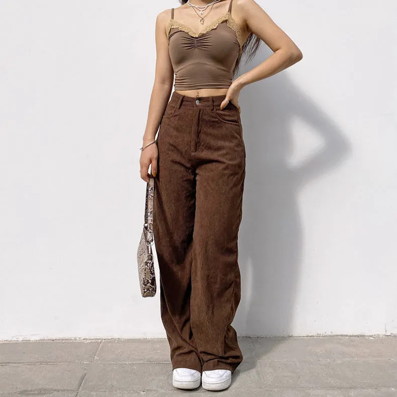 Lanfubeisi grunge dti Corduroy Mop Draping Wide-Leg Casual Trousers for Women Autumn EBay New Women's Clothing Manufacturer