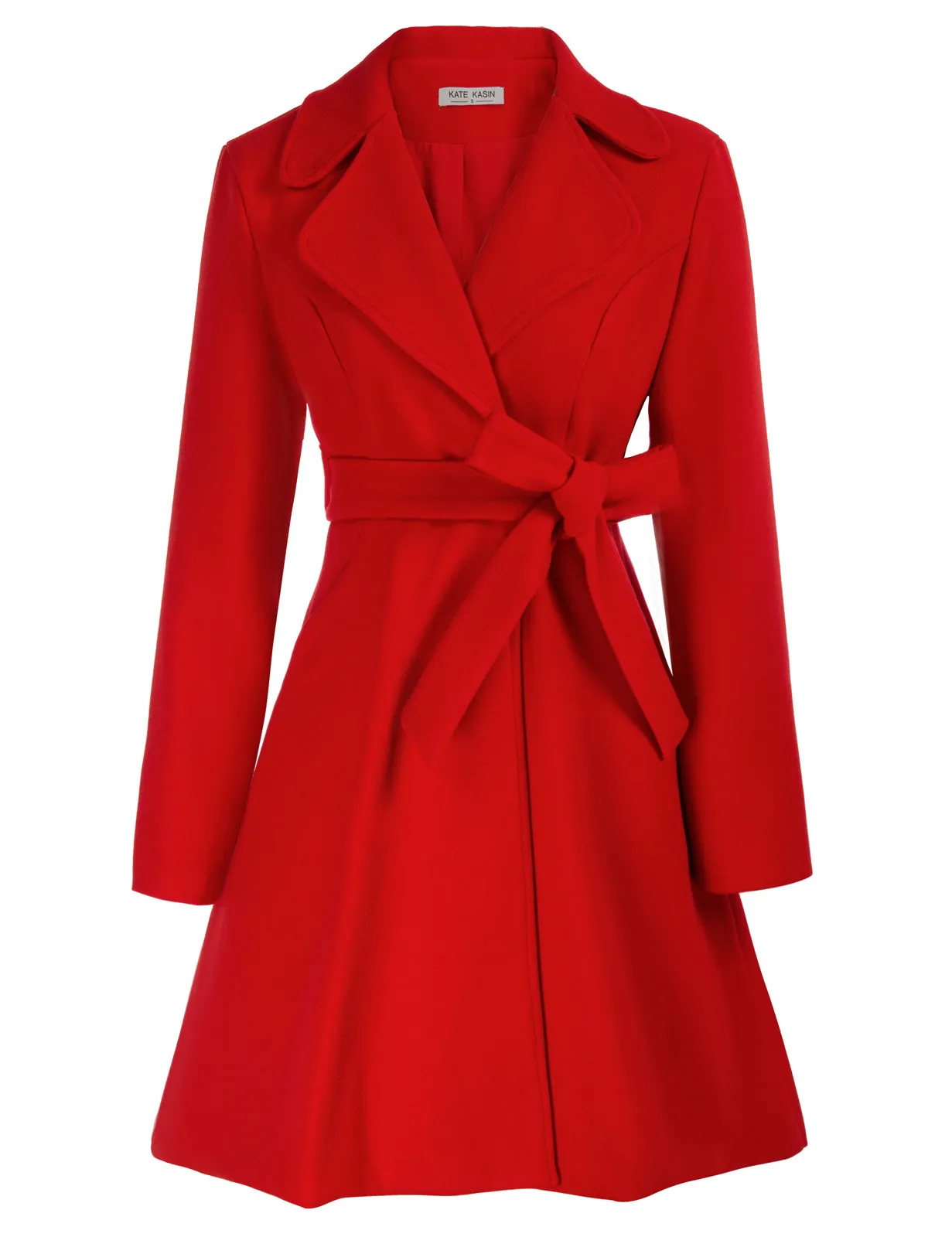 Lapel Collar Overcoat with Belt One-Button A-Line Coat