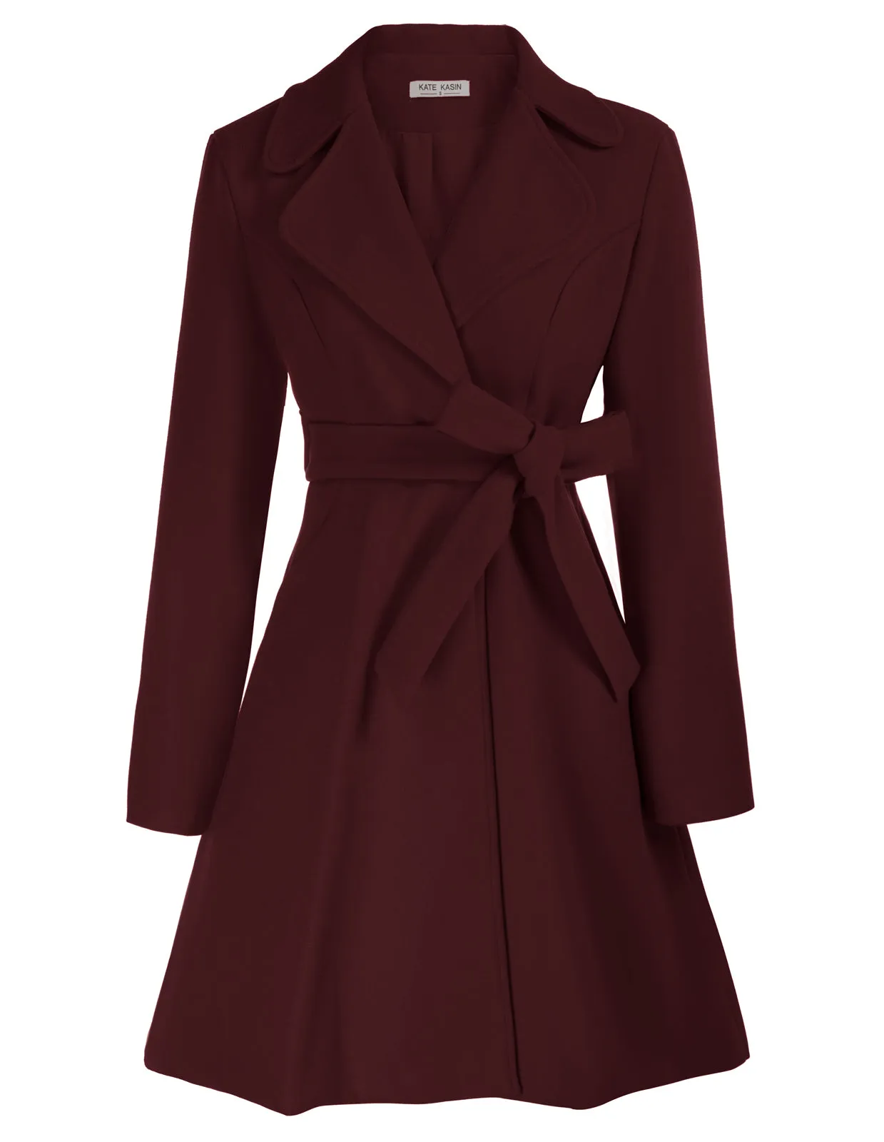 Lapel Collar Overcoat with Belt One-Button A-Line Coat