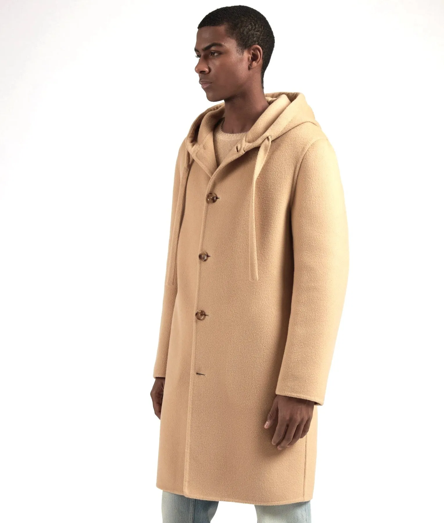 Lardini Brushed Wool Overcoat with Hood