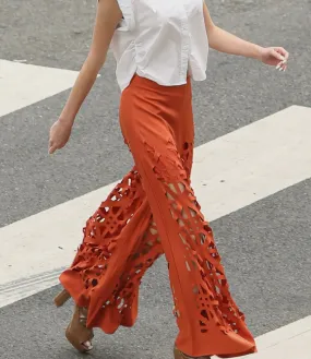 Laser Cut Black Pants (Image - red shown)