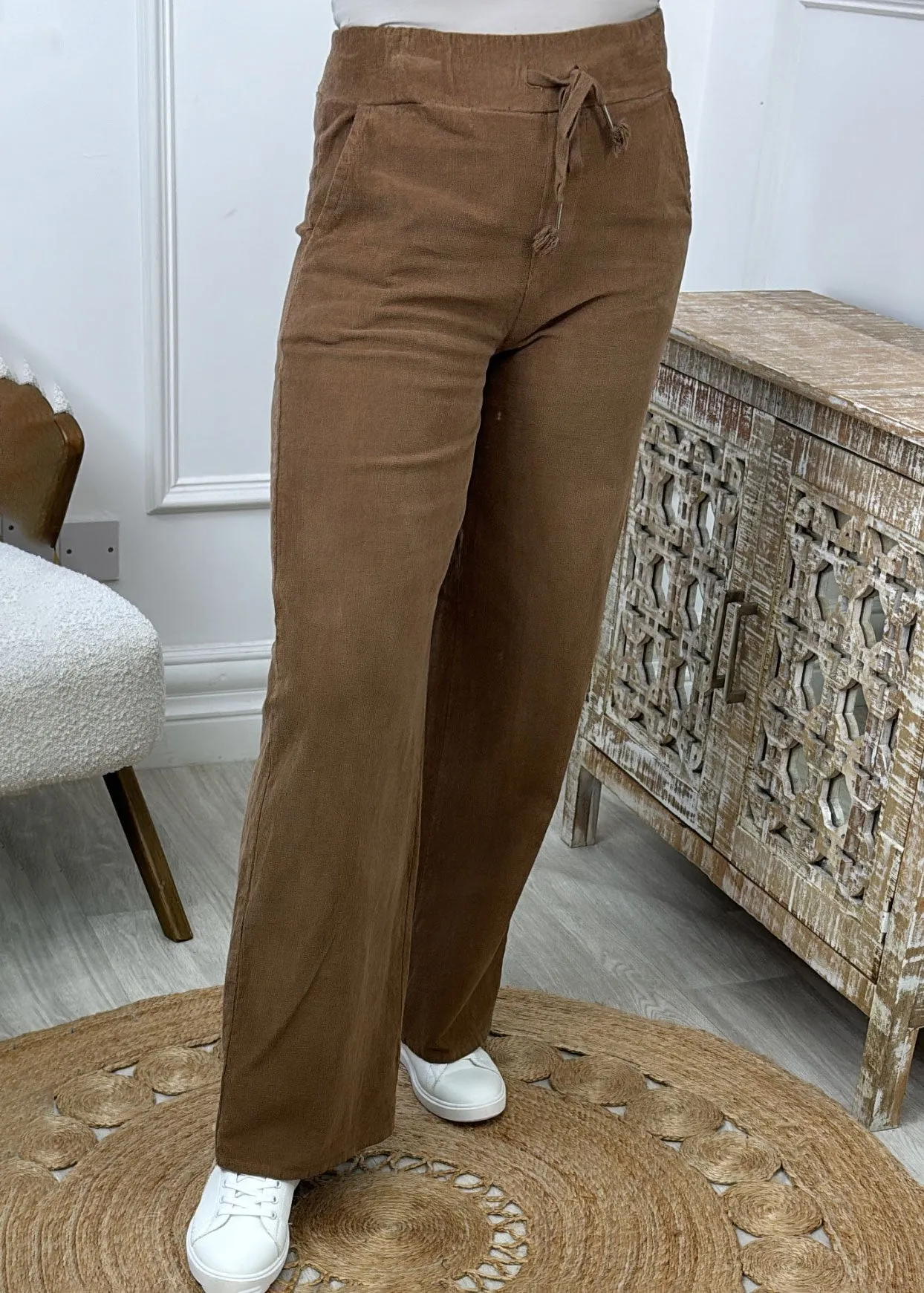 Latoya Brown Corduroy Wide Leg Trousers