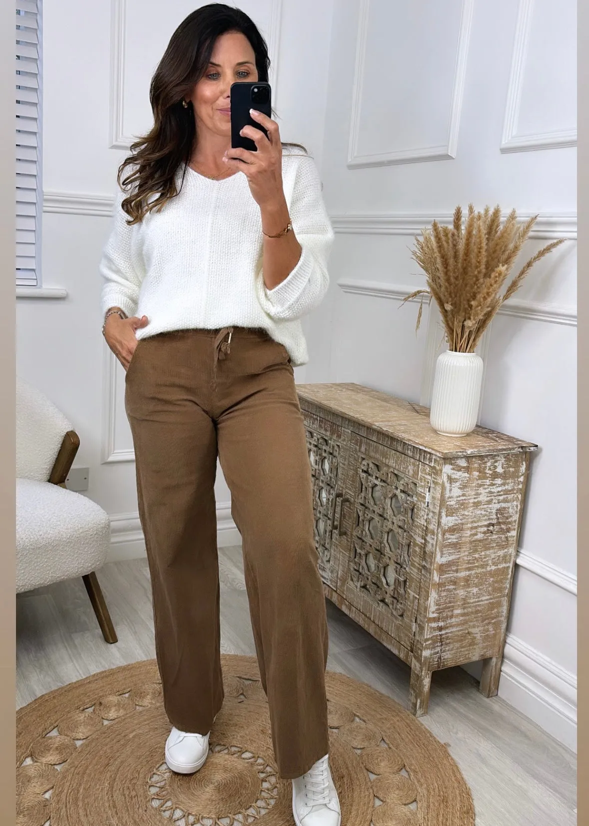 Latoya Brown Corduroy Wide Leg Trousers