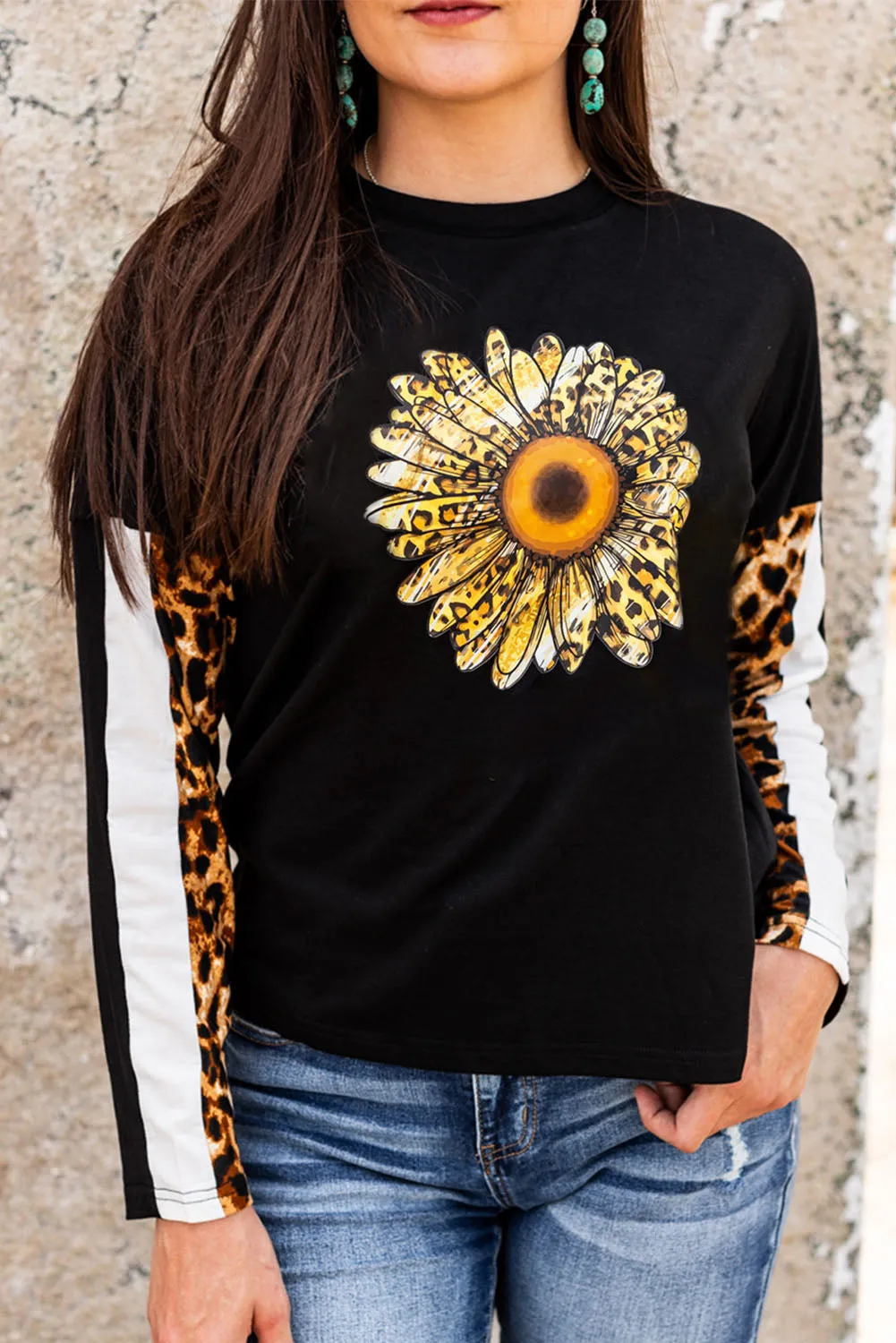 Long Sleeve Top with Leopard Print