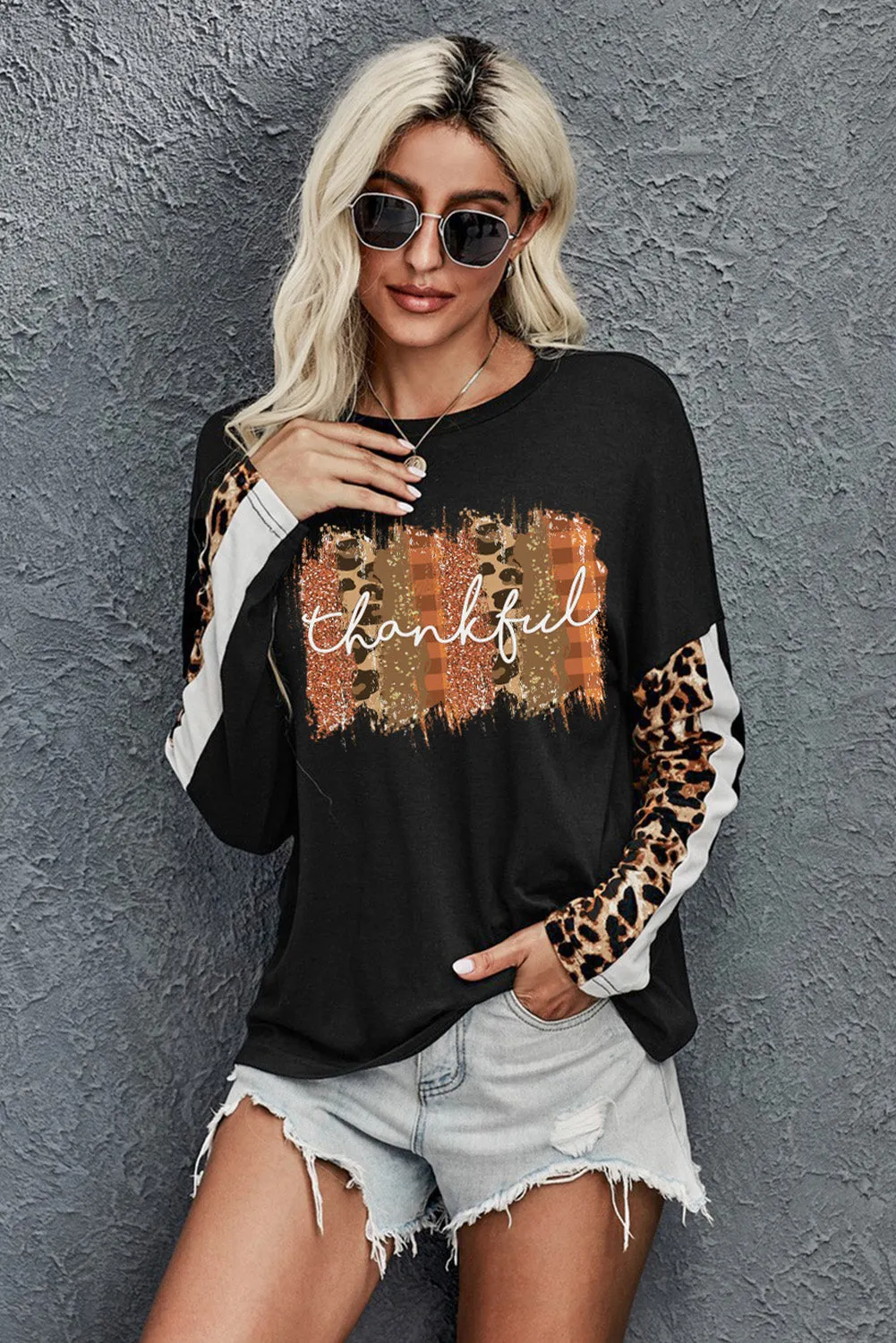 Long Sleeve Top with Leopard Print