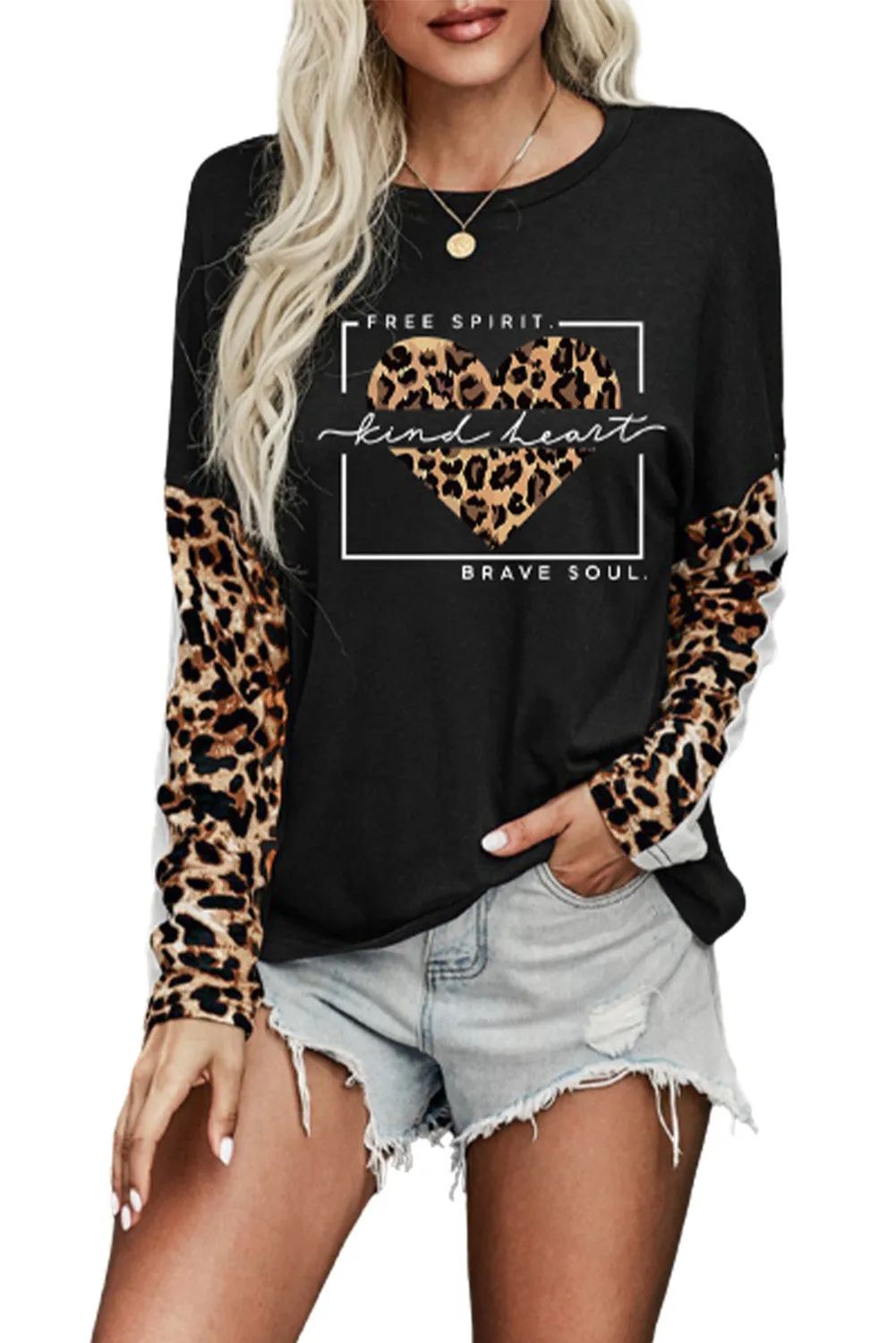 Long Sleeve Top with Leopard Print