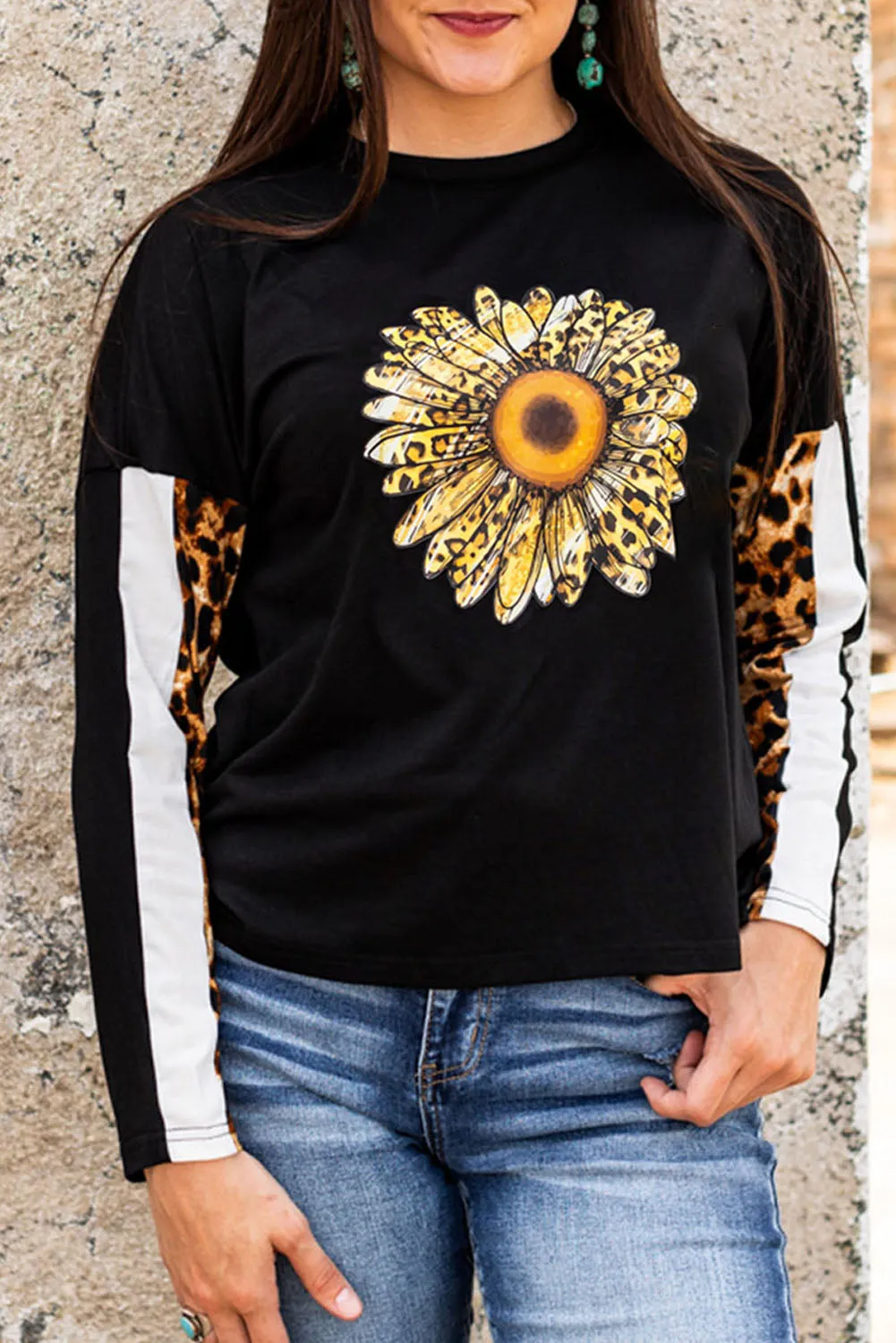 Long Sleeve Top with Leopard Print