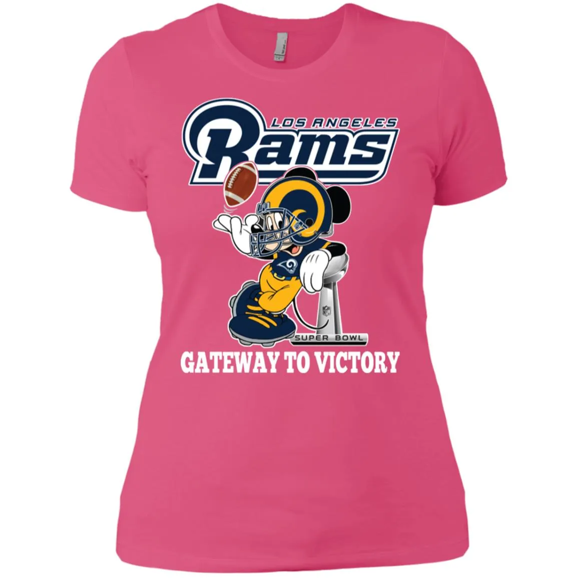 Los Angeles Rams Gateway To Victory Super Bowl 2019 Mickey Mouse Football Nfl Women Cotton T-Shirt