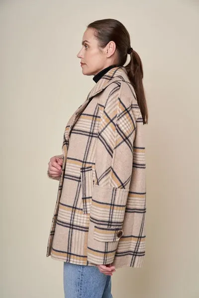 Lucas Double Face Wool Plaid Coat - Oatmeal