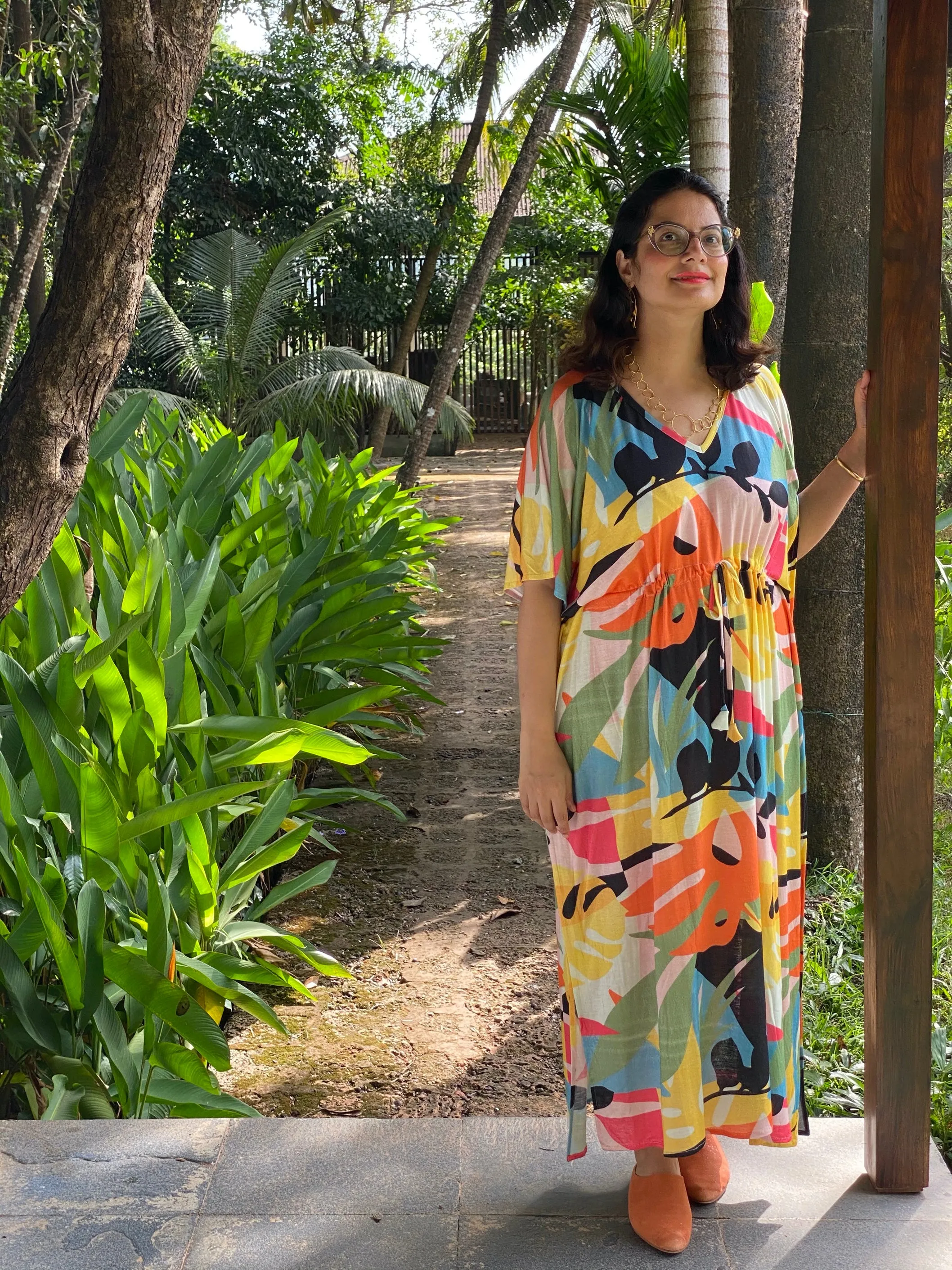 Luscious Leaves "Timeless" Style Kaftan | Soft Jersey Knit Organic Cotton | Perfect Loungewear House Dress