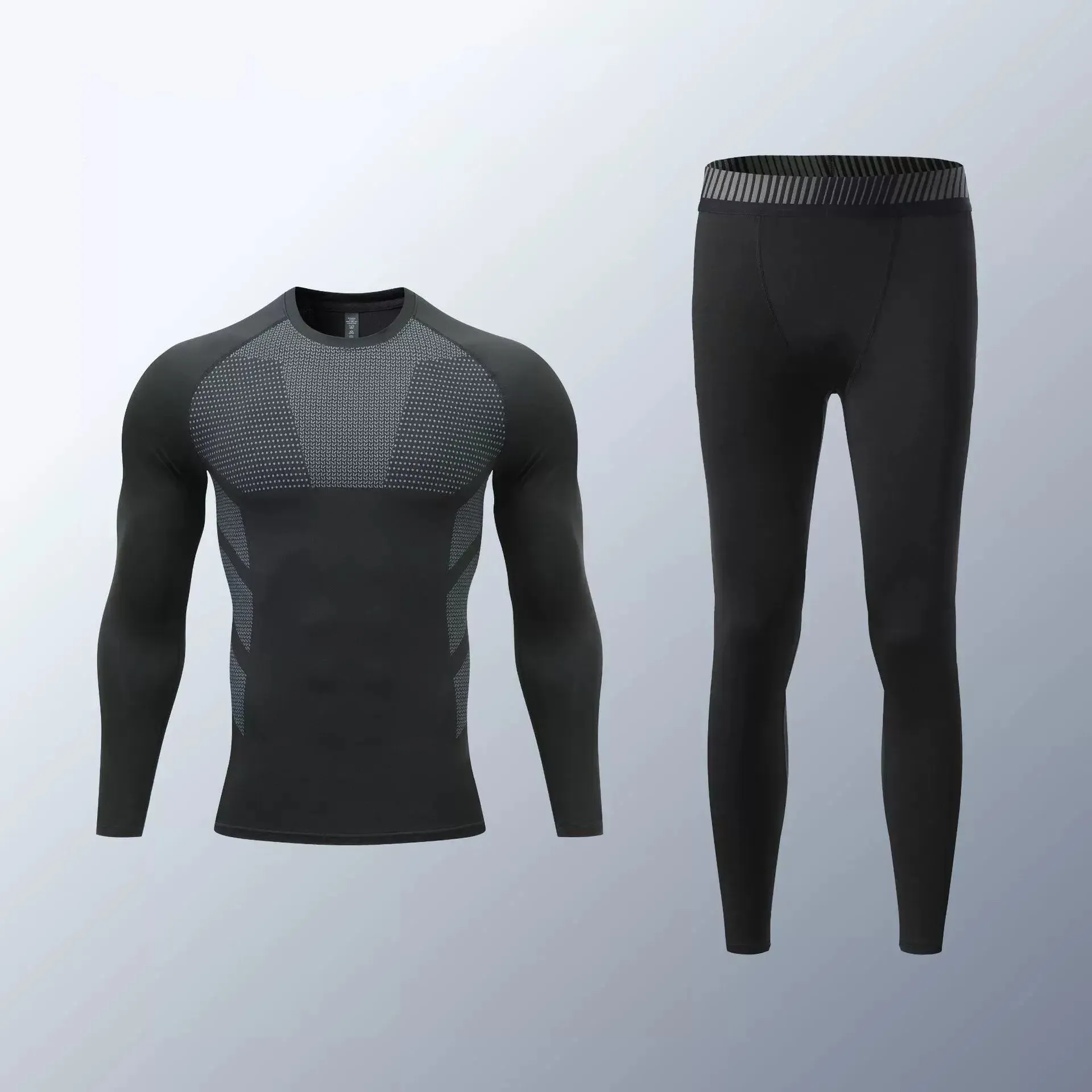 Mens 2 Piece Compression Tracksuit Sets Black