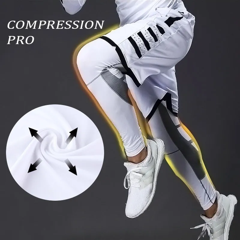 Men's Lycra Compression Pants Cycling Running Basketball Soccer Elasticity Sweatpants Fitness Tights Legging Trousers Rash Guard