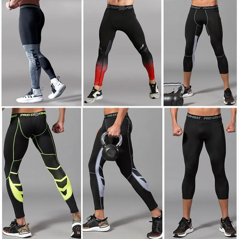 Men's Lycra Leggings Compression Sports Pants Cycling Running Basketball Football Sweatpants Fitness Tights Trousers Rash Guard