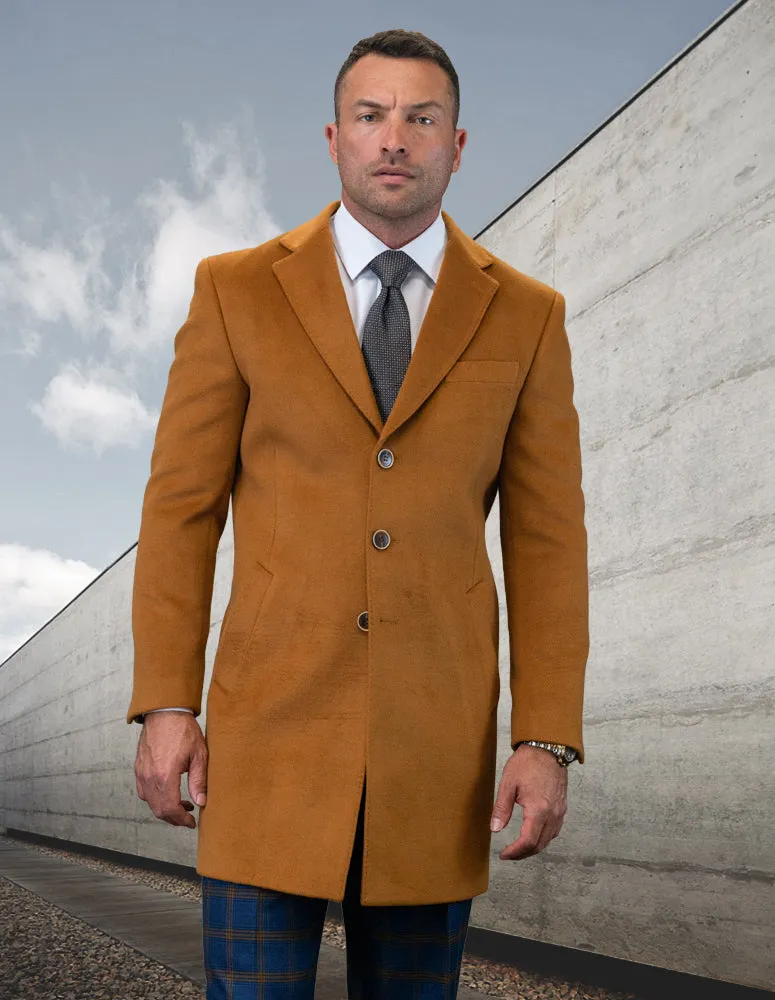 Men's Single Breasted Coat Jacket 100% Wool and Cashmere | WJ-100-Copper