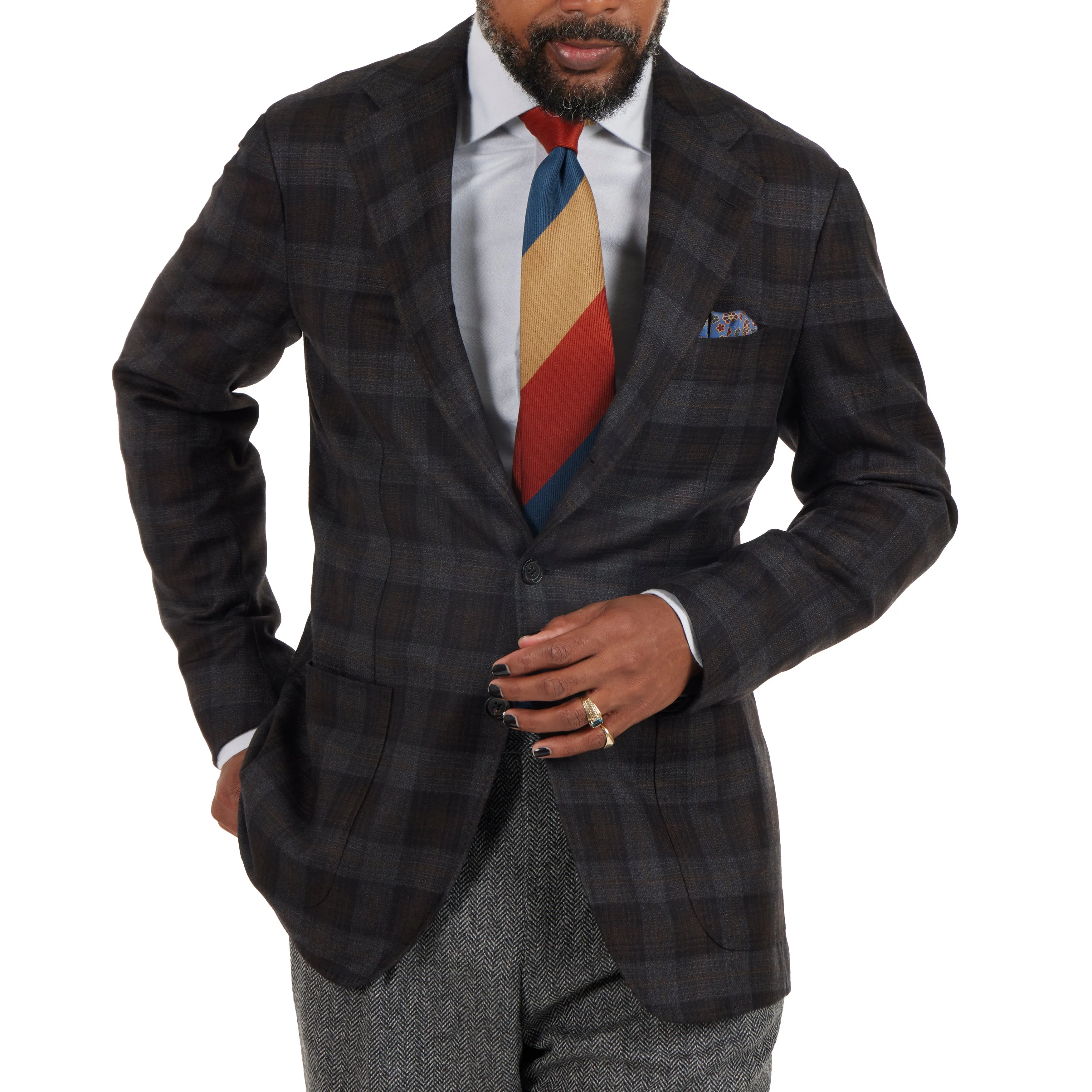 Merino Wool/Cashmere Check Model 3 Sport Coat