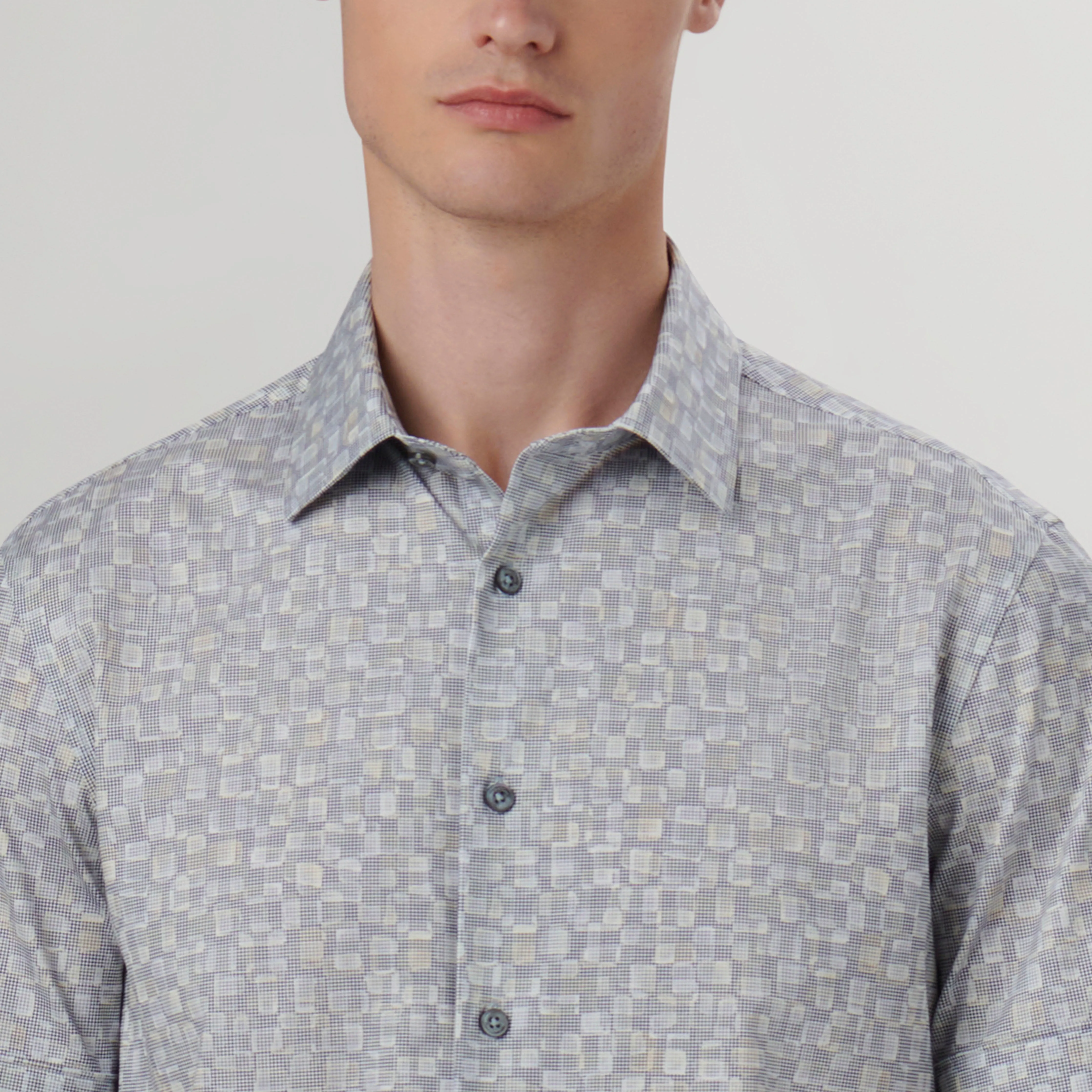 Miles Shaded Pin Check OoohCotton Short Sleeve Shirt