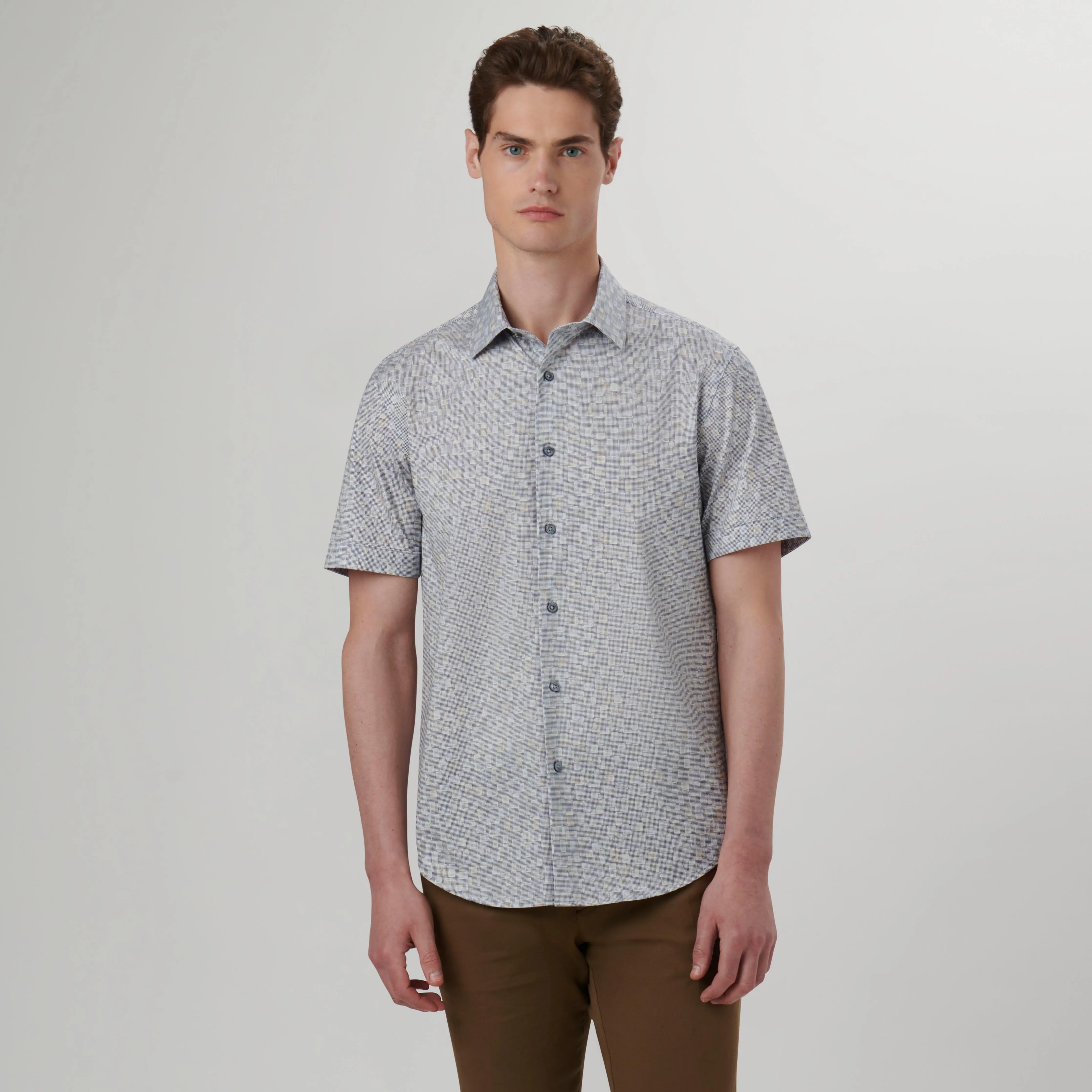 Miles Shaded Pin Check OoohCotton Short Sleeve Shirt