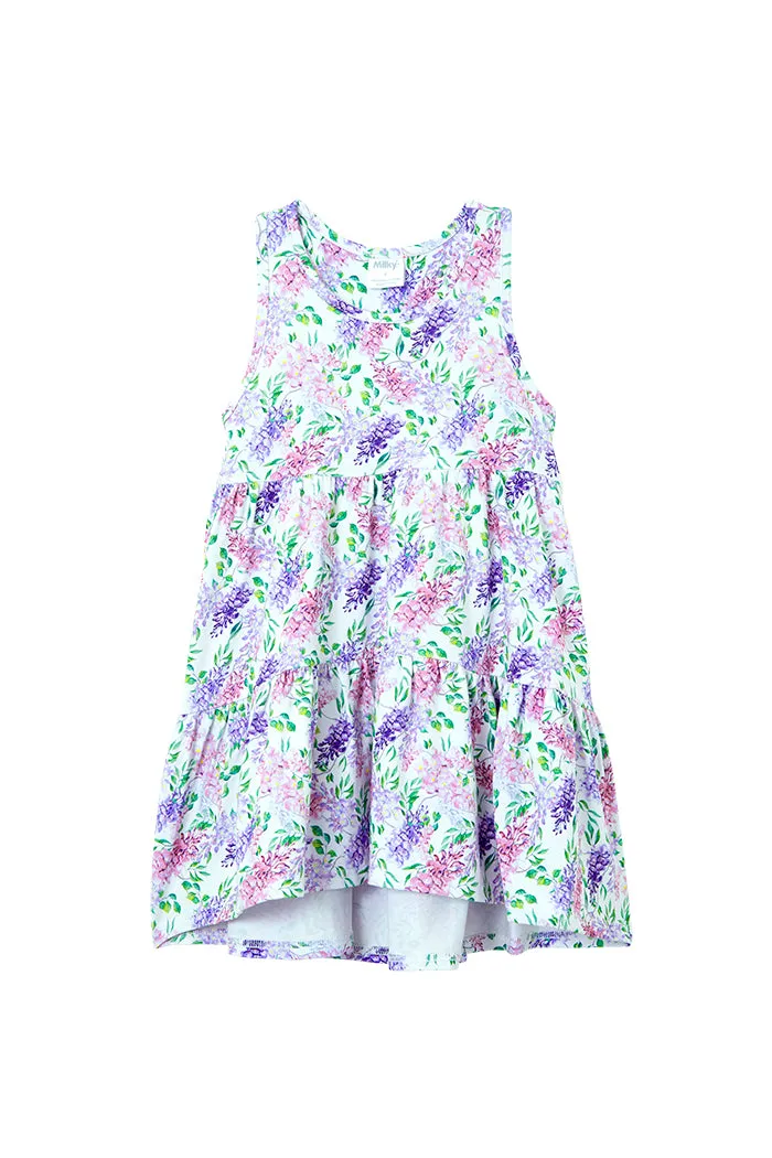 MILKY WISTERIA TIERED DRESS