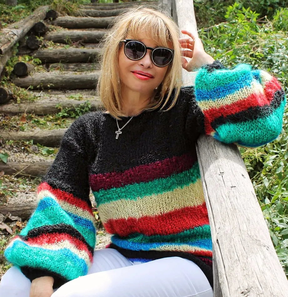 Mohair Multicolor Handknitted sweater