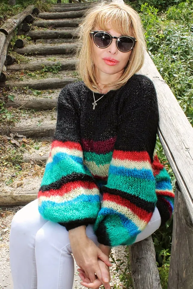 Mohair Multicolor Handknitted sweater