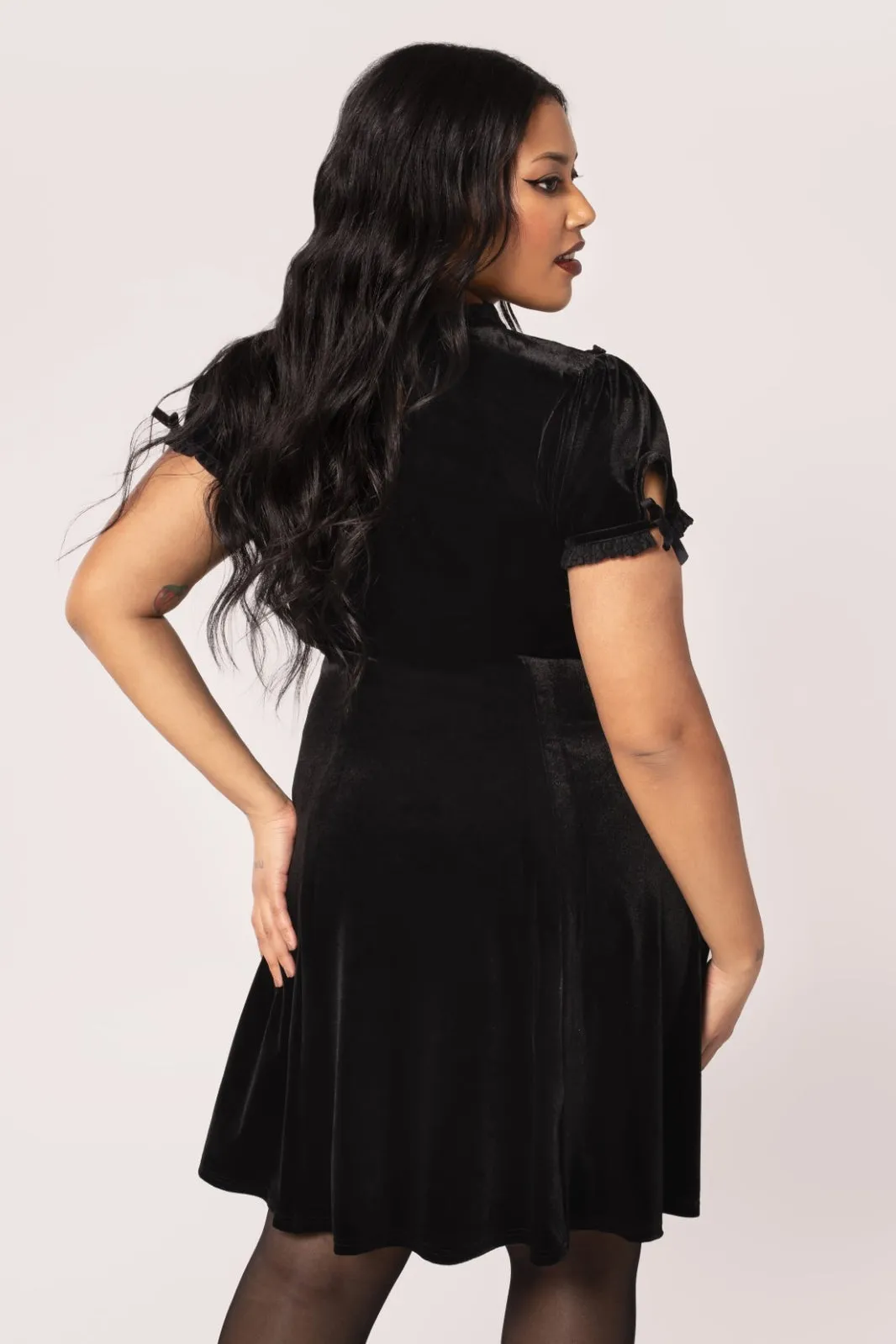 Mourning Velvet Mini Dress by Hell Bunny