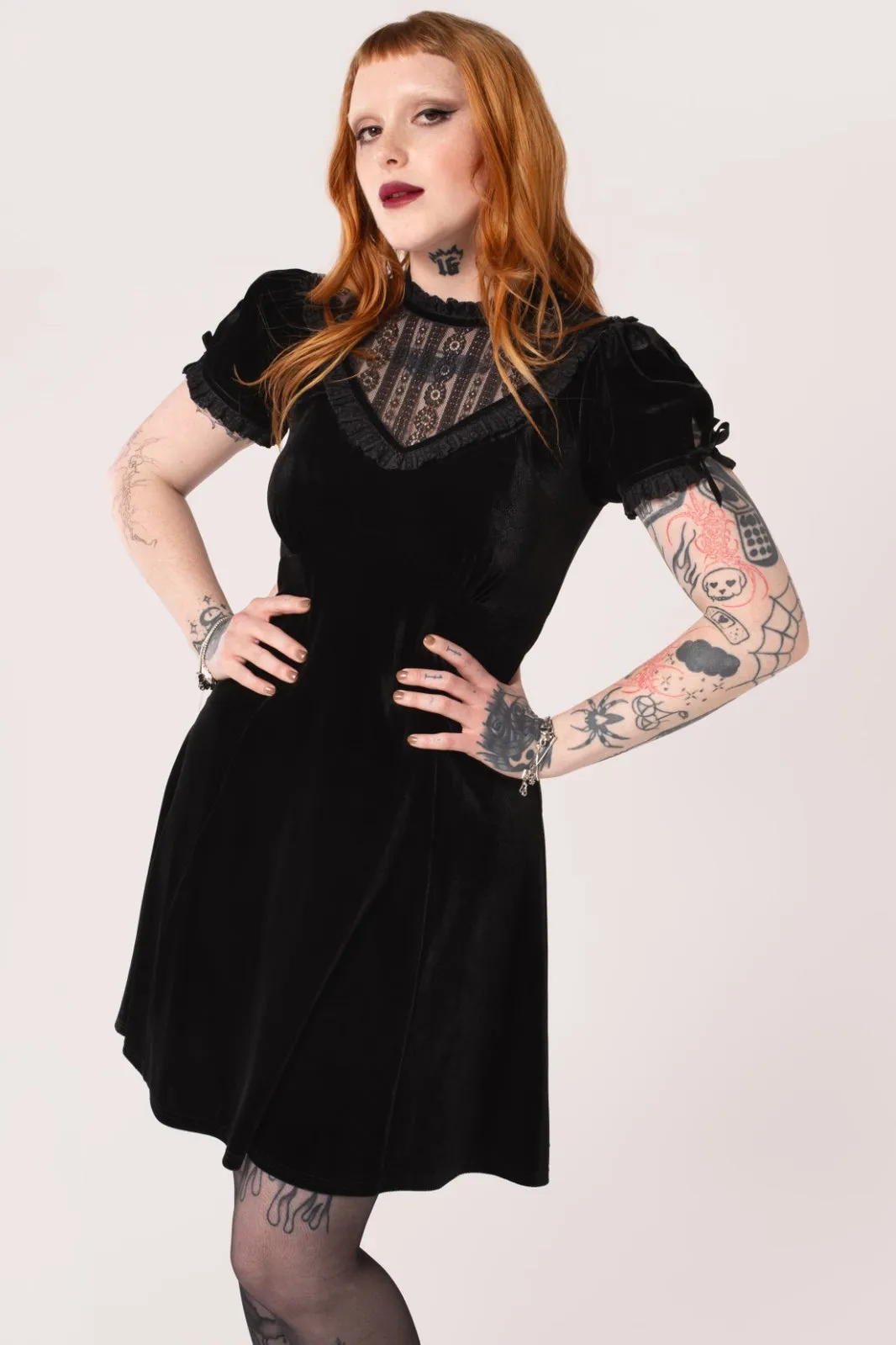 Mourning Velvet Mini Dress by Hell Bunny