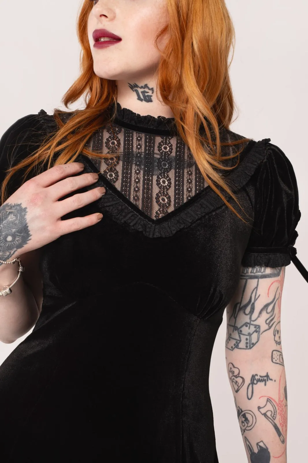 Mourning Velvet Mini Dress by Hell Bunny