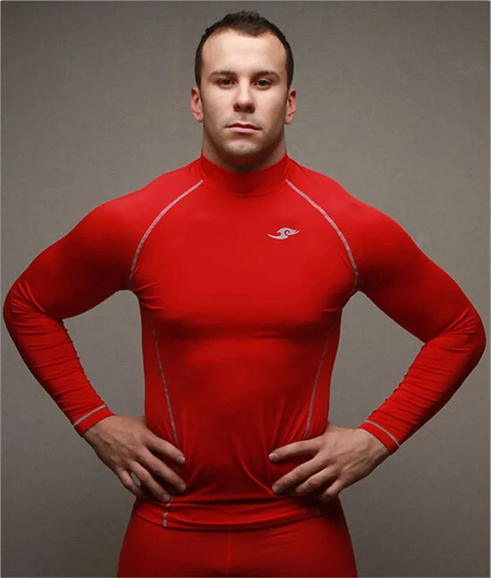 Newest fitness men long sleeve exercise Casual t shirt men thermal muscle bodybuilding compression tights shirt