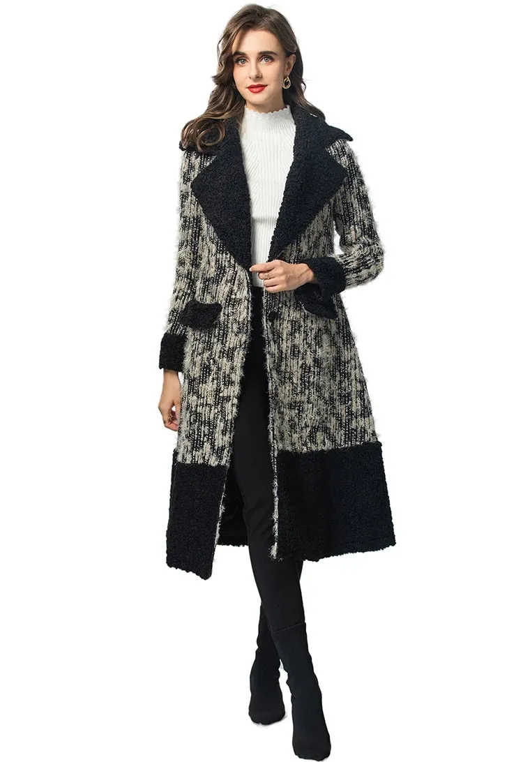 Notched Collar Tunic Long Overcoat