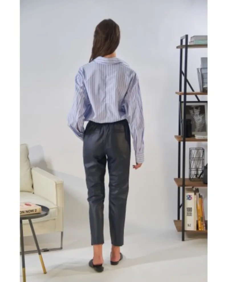 Oakwood Gift Navy Leather Trousers