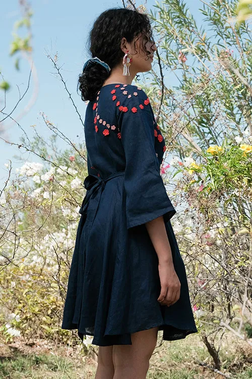 Okhai 'Bounce' Pure Linen Hand Embroidered Dress